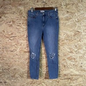 Free People Jeans Womens 30x25 Casual Blue Denim Distressed Stretch Skinny